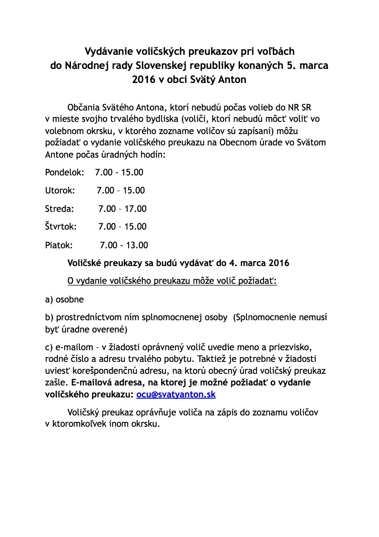 Vydávanie voličských preukazov